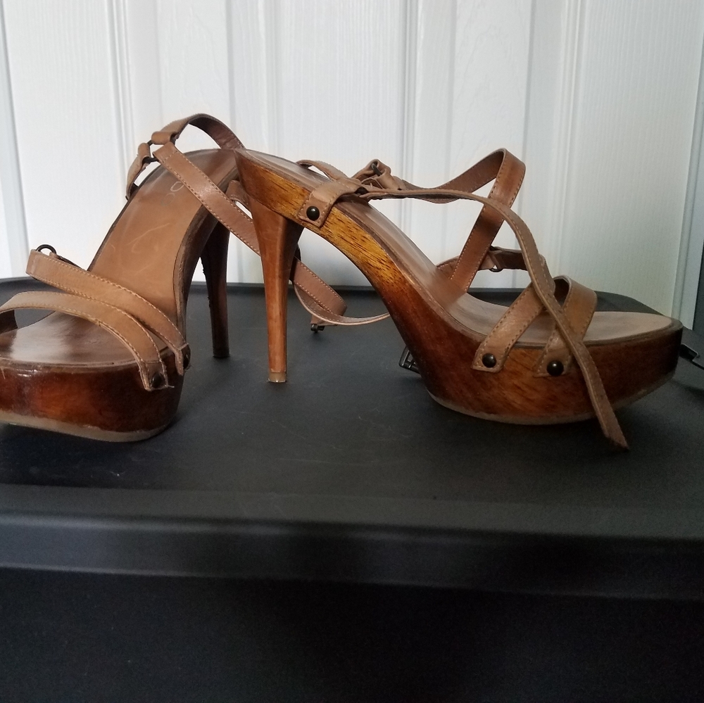 Aldo tan strappy heels